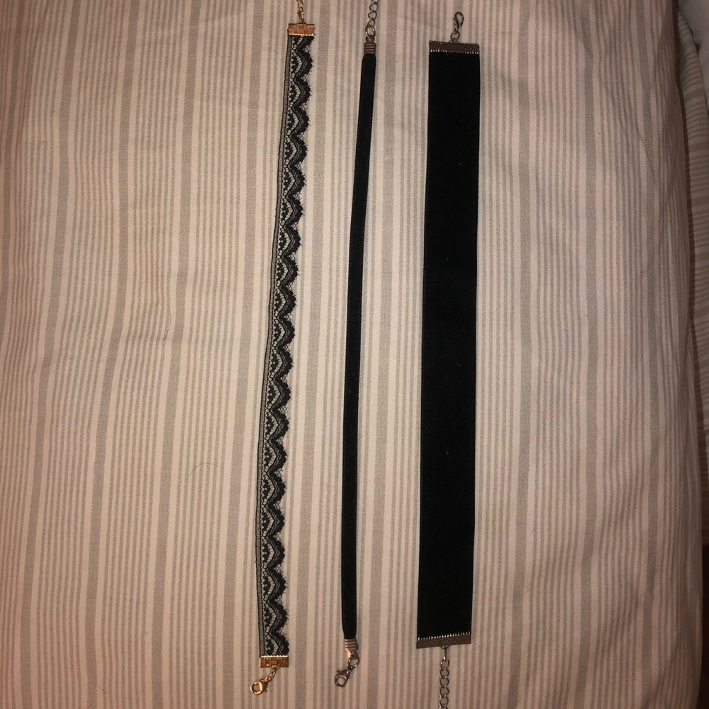 3 black chokers